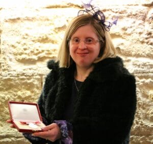 Jen receiving British Empire Medal