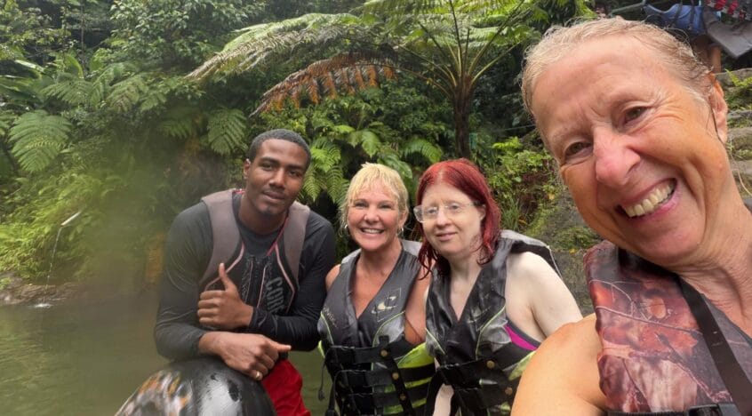 Donna Jen Sue and guide on gorge swim
