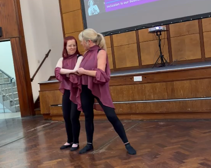 Jen and Donna side by side in dance